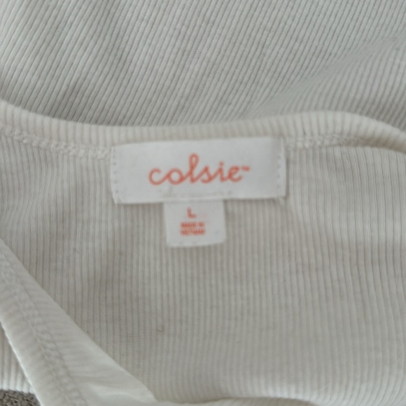 COLSIE WHITE CROPPED TANK TOP SZ L - Picture 3 of 4